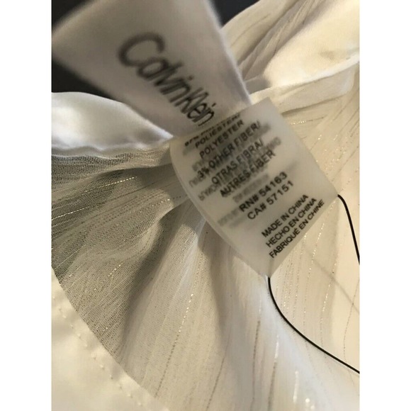 Calvin Klein Sheer & Satiny Scarf, Off-white metallic pinstripe, Rectangular - Picture 5 of 9